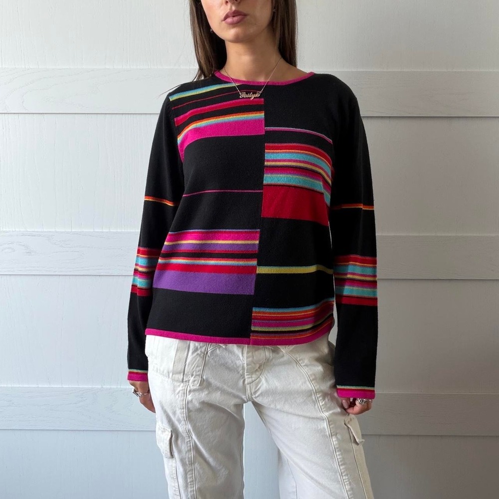 Sag Harbor Colorblock Striped Knit Sweater